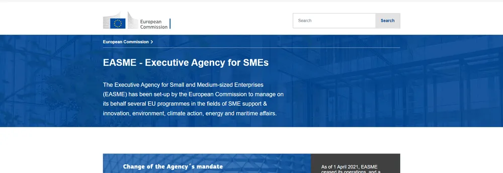 EASME (EU Executive Agency for SMEs) cover