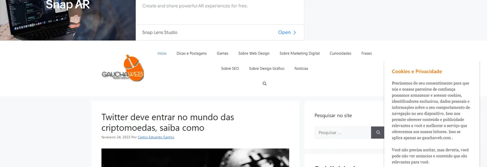 Gauchaweb Criação de Sites em Porto Alegre / RS, Brasil cover