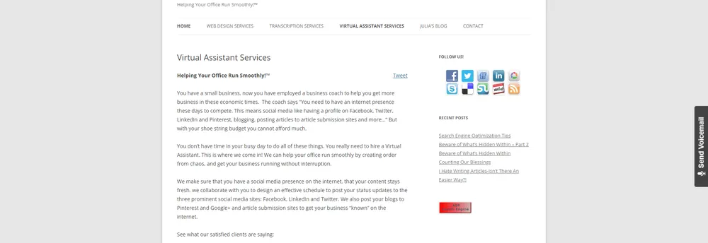 Julia's Virtual Assistant Service cover