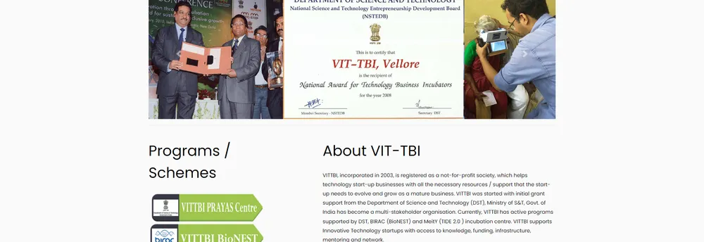 VIT Technology Business Incubator cover